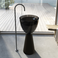 Раковина отдельностоящая прозрачная ABBER AT2703Onyx-Black черный/черный матовый