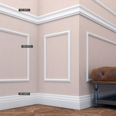 Напольный плинтус Bello Deco П6 120-24 из XPS Polymer
