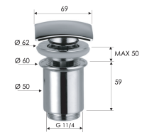 Донный клапан с переливом 1”1/4 Remer 905SCC114 905SCC114