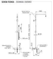 Душевая система термостатическая с изливом Remer Elegance EQ34A7MMSSOFCFP, черный брашированный хром EQ34A7MMSSOFCFP