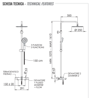 Душевая система термостатическая с изливом Remer EQ34A8MPUFM25G EQ34A8MPUFM25G