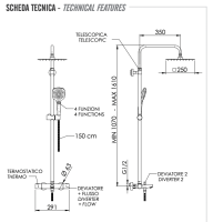 Душевая система термостатическая с изливом Remer EQ34A8CPUFS25G EQ34A8CPUFS25G