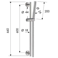 Душевая стойка с ручным душем и шлангом Remer INOX SS317M317MM, нержавеющая сталь SS317M317MM