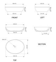 Раковина накладная 55x42 см GSG Ceramic Design Easy EALAVOV55038, Fumo Matt EALAVOV55038