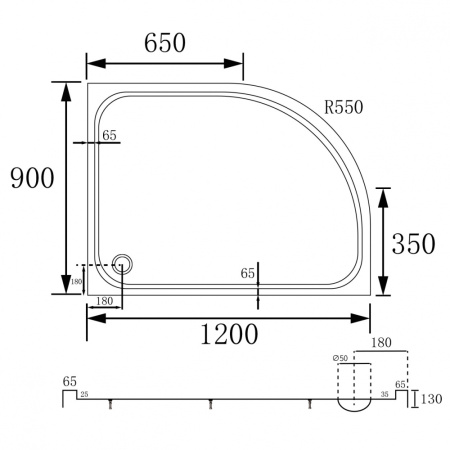 Душевой поддон ABBER AD3E120 R 120х90 асимметричный, акриловый, белый