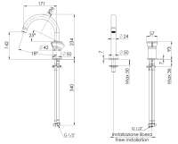 Смеситель для раковины Remer Element ET57NO, черный матовый ET57NO