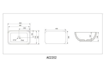 Раковина накладная ABBER Rechteck AC2202 белая