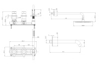 Душевая система ABBER Wasser Kreis 316 AF8150BG скрытого монтажа с изливом, термостат, золото брашированное
