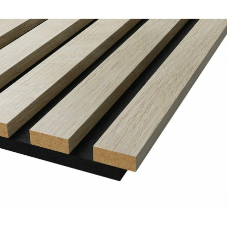 Акустические стеновые панели, 600х600 мм, войлок, рейки МДФ, ясень кристалл