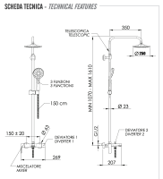 Душевая система с изливом Remer Energy EY34A8MPMD25NO, черный матовый EY34A8MPMD25NO