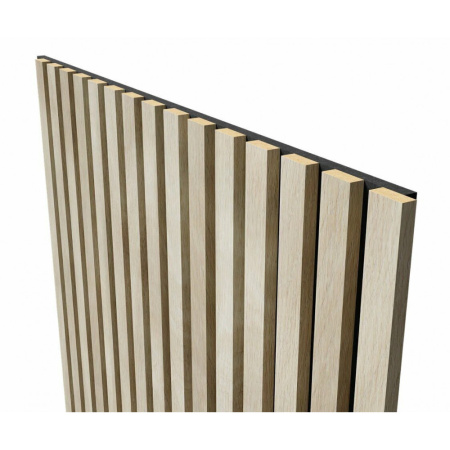 Акустические стеновые панели, 600х600 мм, войлок, рейки МДФ, ясень кристалл