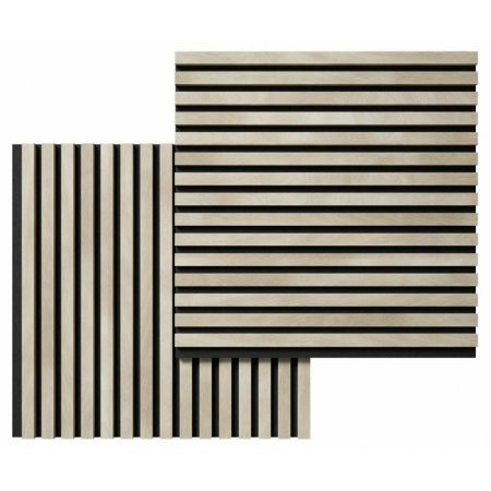 Акустические стеновые панели, 600х600 мм, войлок, рейки МДФ, ясень кристалл