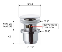 Донный клапан с переливом 1”1/4 Remer 905CC2114 905CC2114