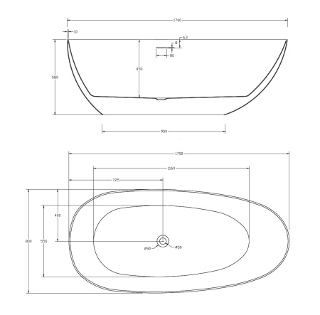 Акриловая ванна ABBER AB9211MB черная матовая