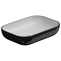 Раковина накладная биколор 60x42 см GSG Ceramic Design Easy EALAVRE60BI000/002, White/Black Shiny EALAVRE60BI000/002