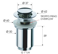 Донный клапан с переливом 1”1/4 Remer 906CC114 906CC114
