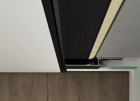 Профиль алюминиевый теневой Laconistiq Micro Серебряный муар RAL 9006 24-33-300 3000×96,5×15,7
